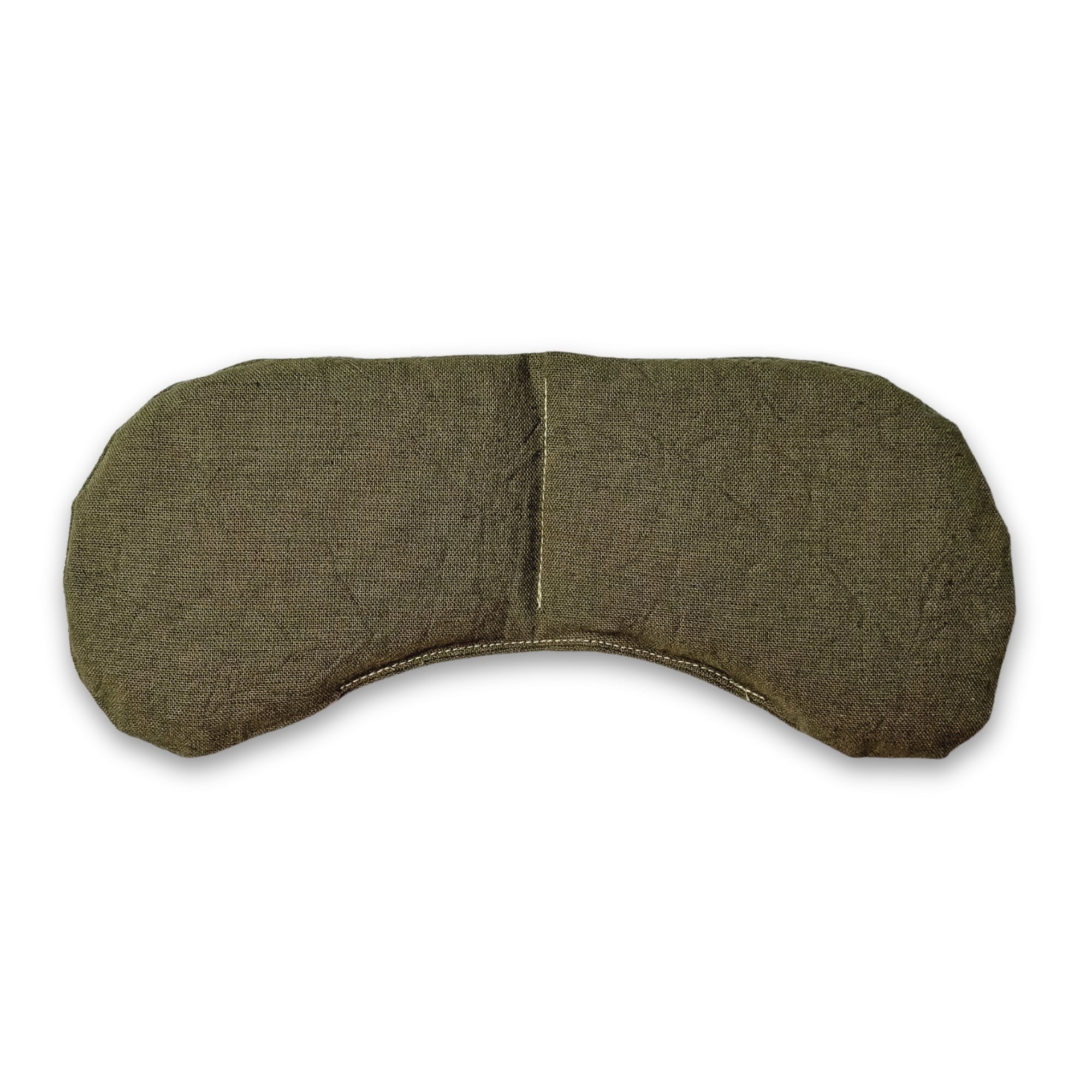 Green fabric eye mask on a white background
